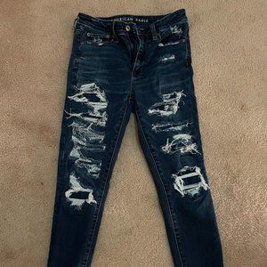 High-Rise "Ripped" Jeggings